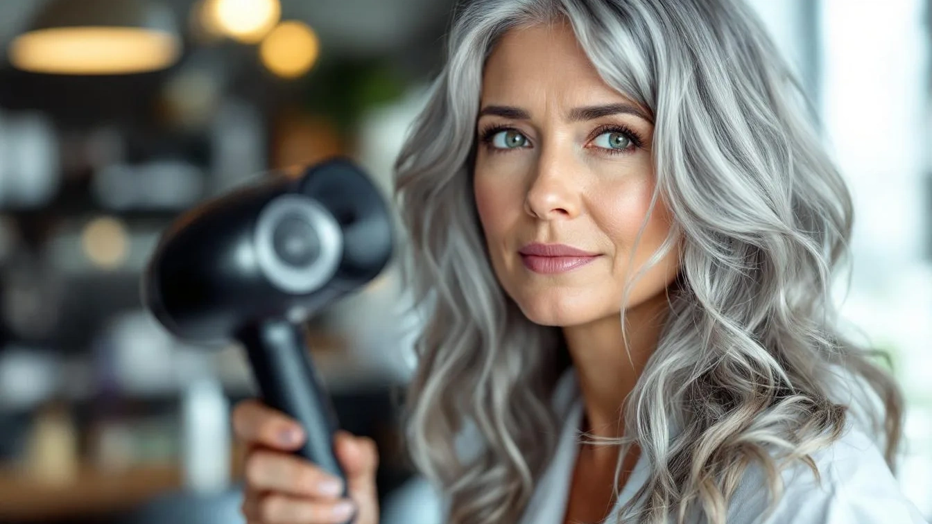 Een haarexpert onthult: de verborgen risico’s van het drogen van grijs haar met een standaard föhn